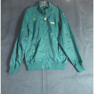 Live Mechanics Jacket Mens Large Green Moto Streetwear Punk Full Zip Bomber